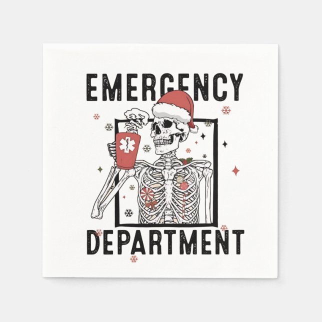 Emergency Department Skeleton Nursing Coffee Lover Napkins (Front)