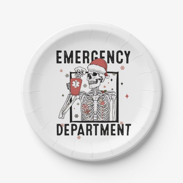Emergency Department Skeleton Nursing Coffee Lover Paper Plates (Front)