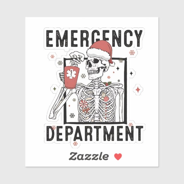 Emergency Department Skeleton Nursing Coffee Lover Sticker (Sheet)