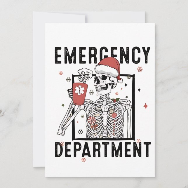 Emergency Department Skeleton Nursing Coffee Lover Thank You Card (Front)