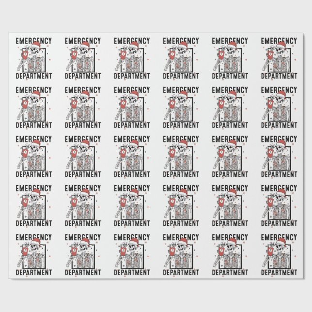 Emergency Department Skeleton Nursing Coffee Lover Wrapping Paper (Flat)