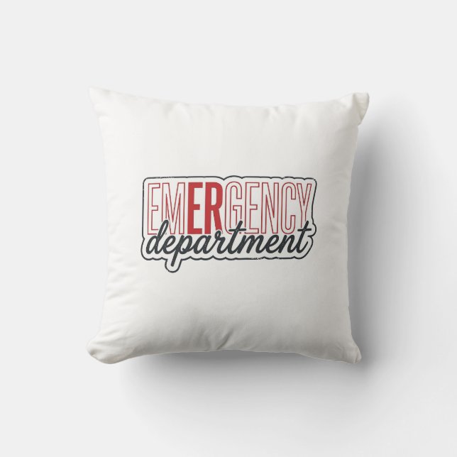 Emergency Department Typography Shirt Design_1 Throw Pillow (Front)