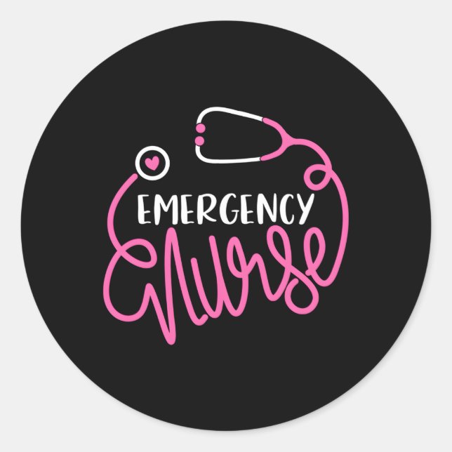 Emergency Dept Nurse Stethoscope Emergency Nurse Classic Round Sticker (Front)