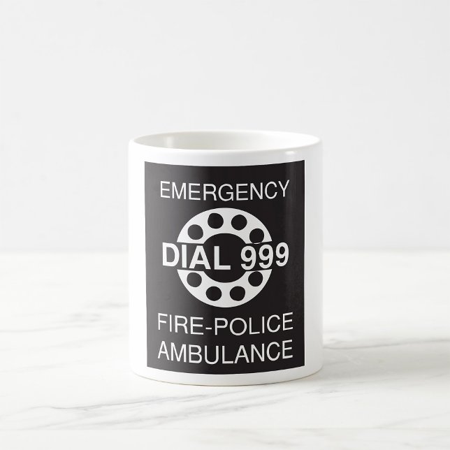 Emergency Dial 999 Sign Fire Police Ambulance  Coffee Mug (Creator Uploaded)