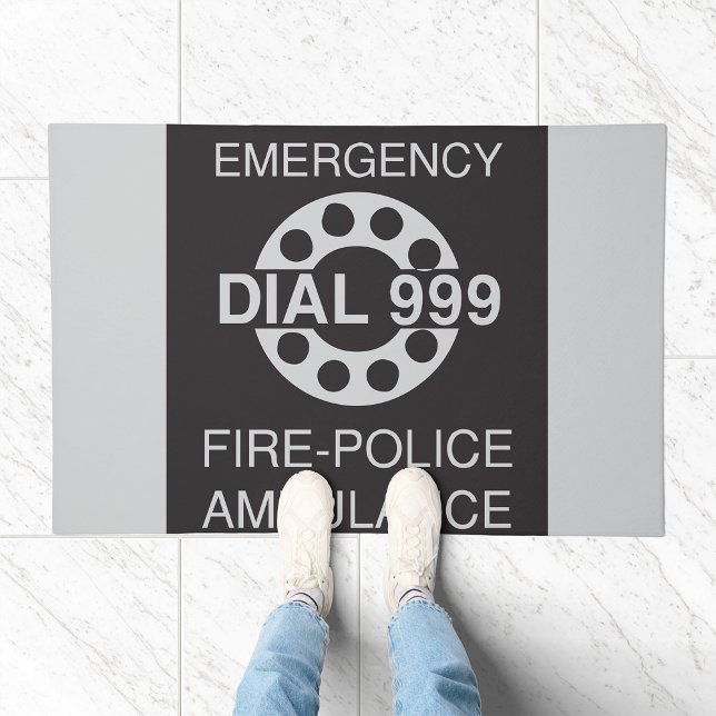 Emergency Dial 999 Sign Fire Police Ambulance  Doormat (Creator Uploaded)