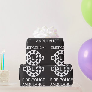 Emergency Dial 999 Sign Fire Police Ambulance Wrapping Paper