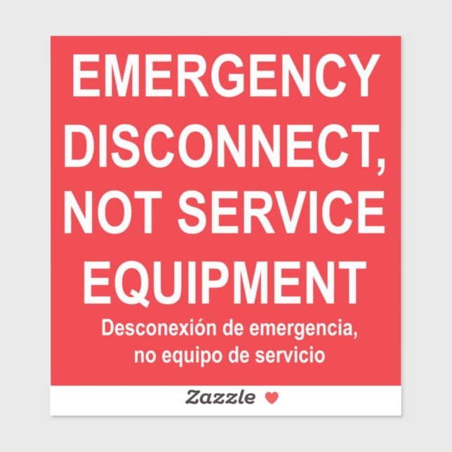 Emergency Disconnect Label with Spanish Subtitles (Sheet)