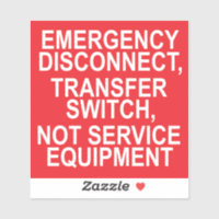 "EMERGENCY DISCONNECT TRANSFER SWITCH Sticker