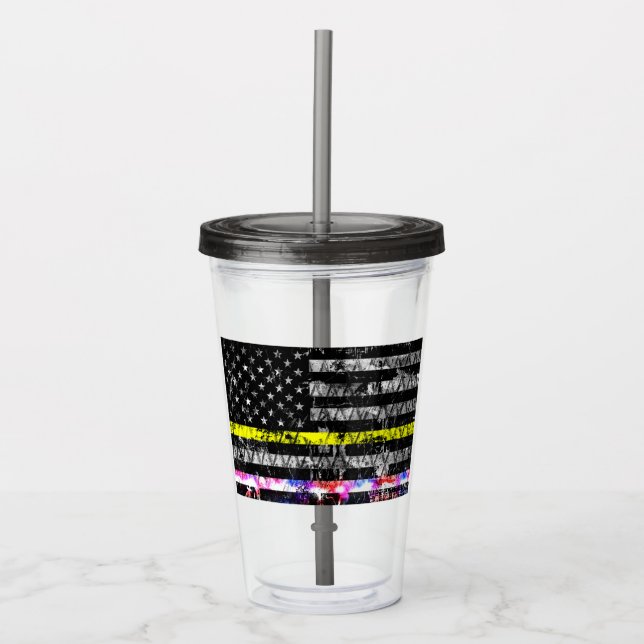 Emergency Dispatcher Police Lights Acrylic Tumbler (Front)