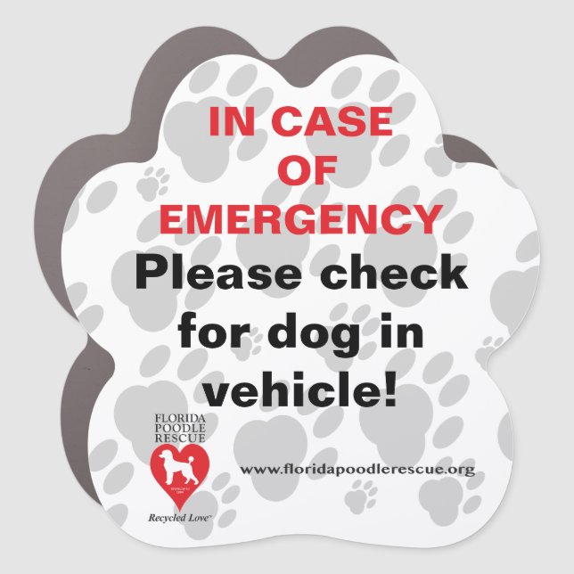 Emergency Dog Car Magnet  (Front)