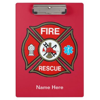 Emergency Emt Fire Rescue Acrylic Clipboard by Dollarsworth at Zazzle