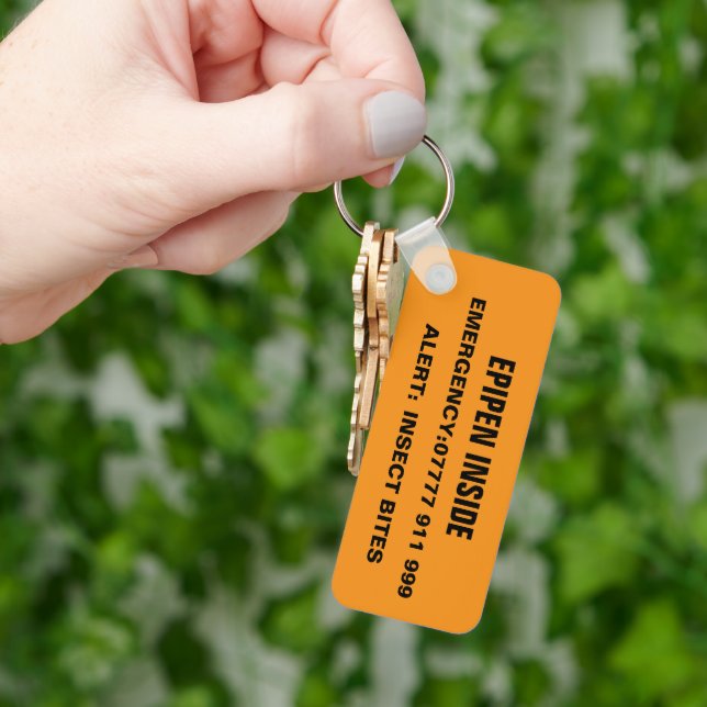 Emergency EPIPEN IN BAG,Custom Allergy Alert Keychain (Hand)