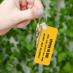 Emergency EPIPEN IN BAG,Custom Allergy Alert Keychain