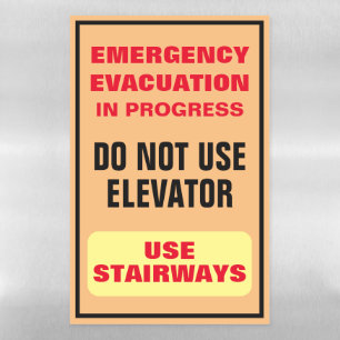 Emergency Evacuation Fire Drill Elevator Door Sign Magnetic Dry Erase Sheet