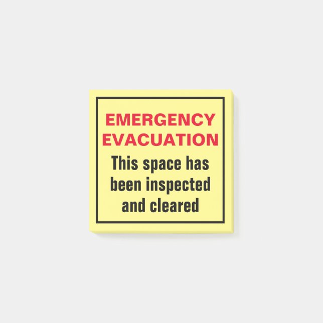 Emergency Evacuation Fire Drill Floor Suite Warden Post-it Notes (Front)