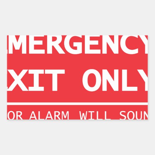 Emergency Exit Only Door Alarm Will Sound Sign Rectangular Sticker