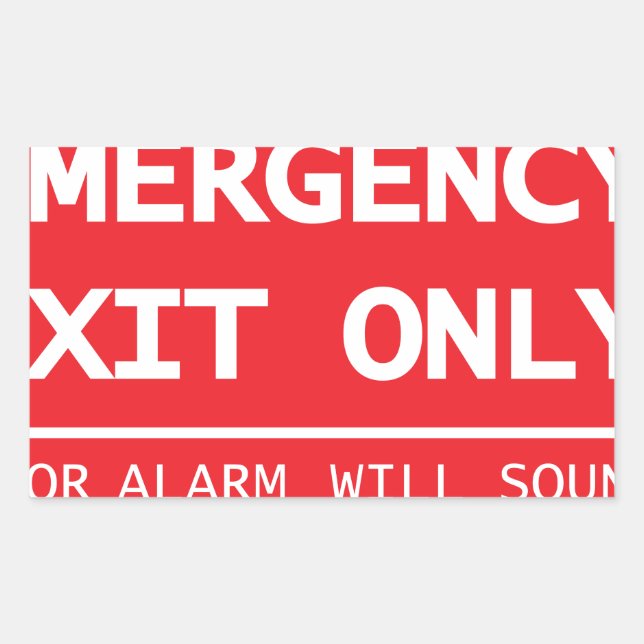 Emergency Exit Only Door Alarm Will Sound Sign Rectangular Sticker (Front)