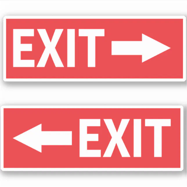 Emergency Exit Sign Both Direction Sticker | Zazzle