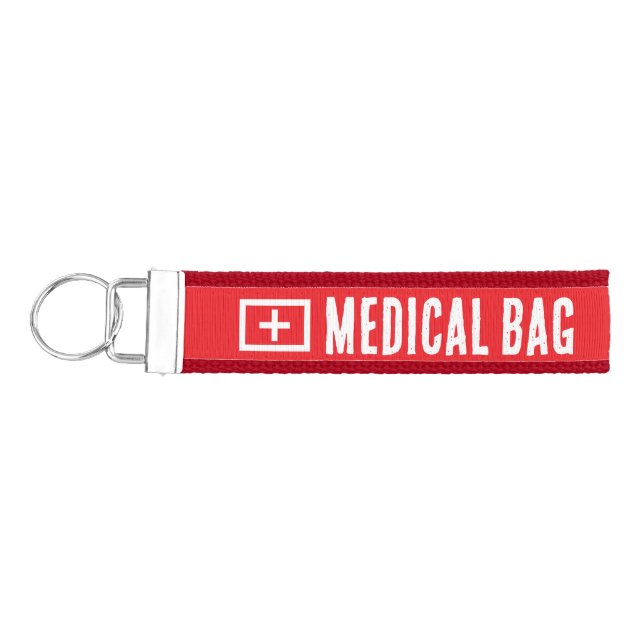 Emergency First Aid Medical Alert Identification Wrist Keychain (Keys on Left)