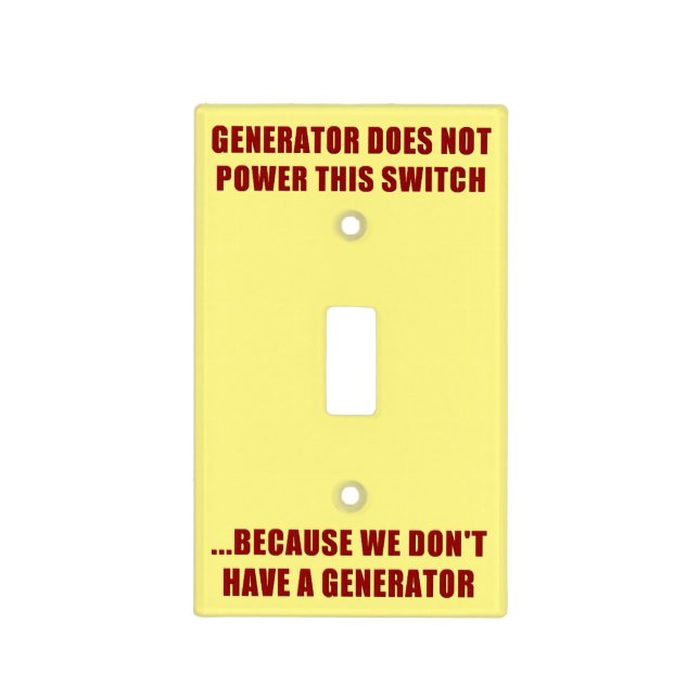 Emergency Generator Instructions Light Switch Cove Cover (Front)