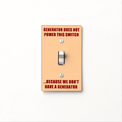 Emergency Generator Instructions Light Switch Cover