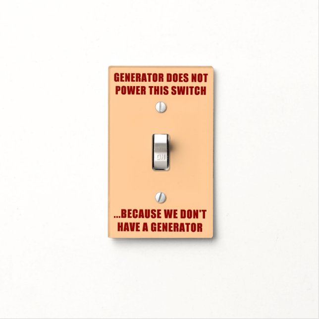 Emergency Generator Instructions Light Switch Cover (In Situ)