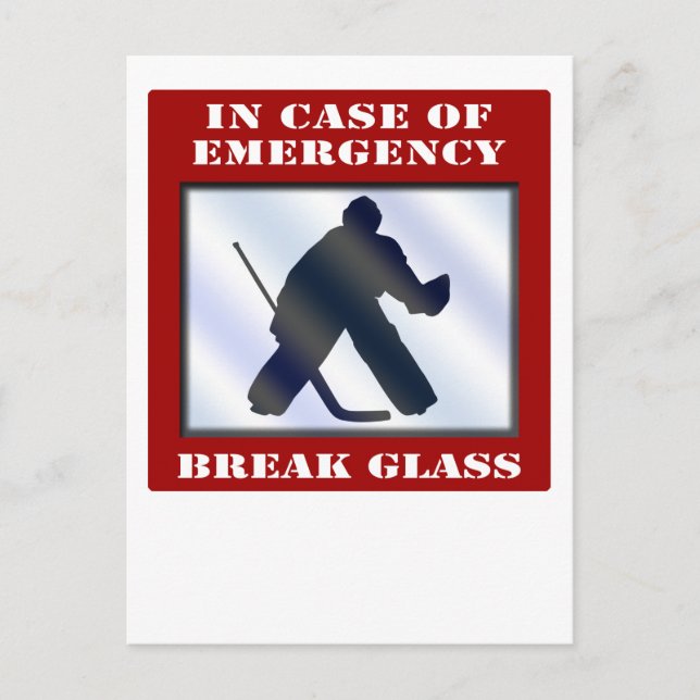 Emergency Hockey Goalie Postcard (Front)