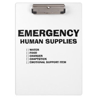 Emergency Human Supplies Clipboard