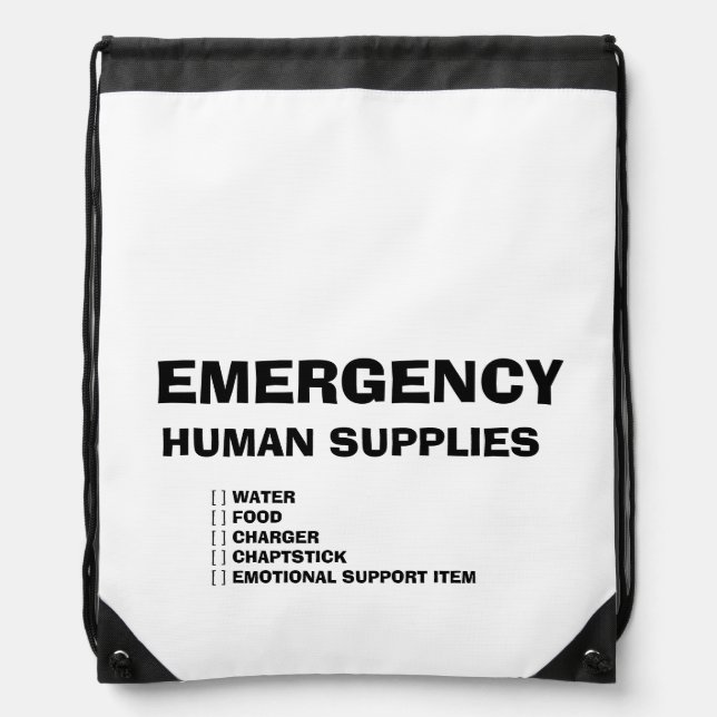 Emergency Human Supplies Drawstring Bag (Front)