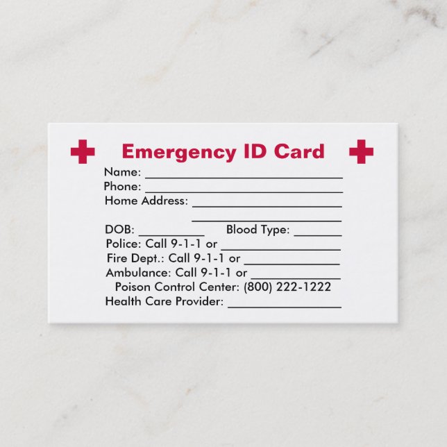 Emergency ID Card (Front)