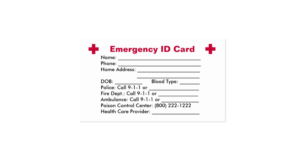 Emergency ID Card | Zazzle