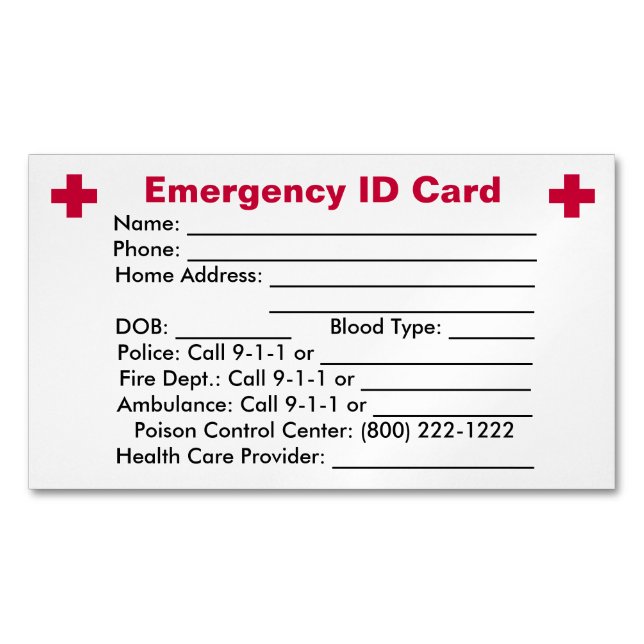 Emergency ID Card Magnet (Front)
