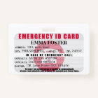 Emergency ID Medical Card Badge