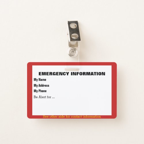 Emergency Information Card Badge