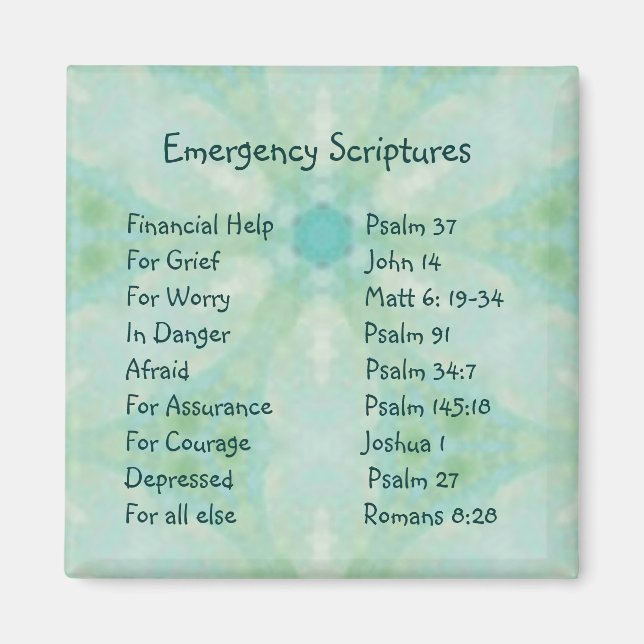 Emergency Information Scriptures for Encouragement Magnet (Front)