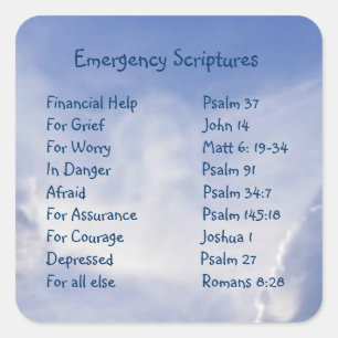 Emergency Information Scriptures for Encouragement Square Sticker