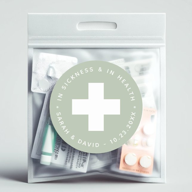 Emergency Kit Sage Green In Sickness and in Health Classic Round Sticker (Creator Uploaded)