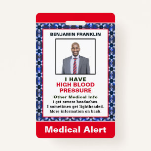 Emergency Medical Alert Photo Id Identification  Badge