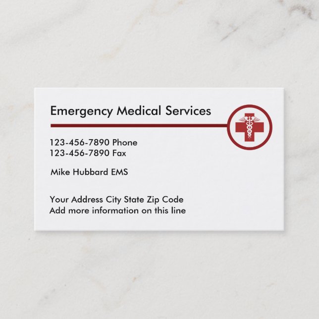 Emergency Medical Business Card (Front)