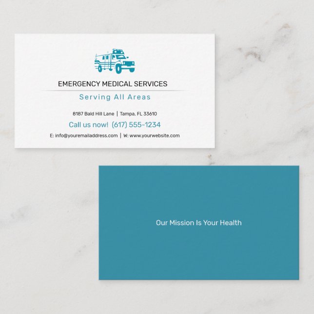 Emergency Medical Services | Ambulance Business Card (Front/Back)