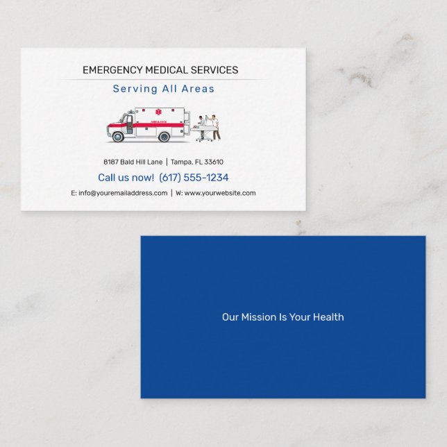 Emergency Medical Services | Ambulance Business Card (Front/Back)