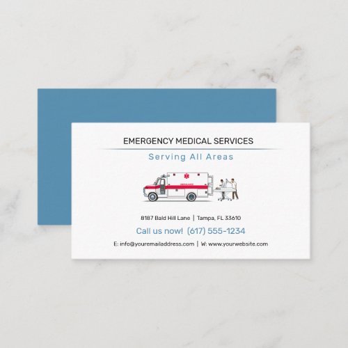 Emergency Medical Services  Ambulance Business Card