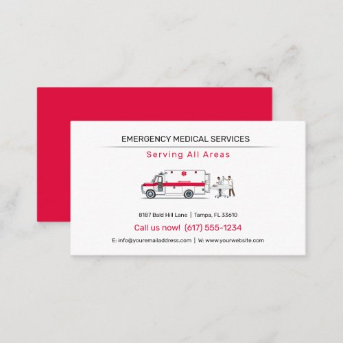 Emergency Medical Services  Ambulance Business Card