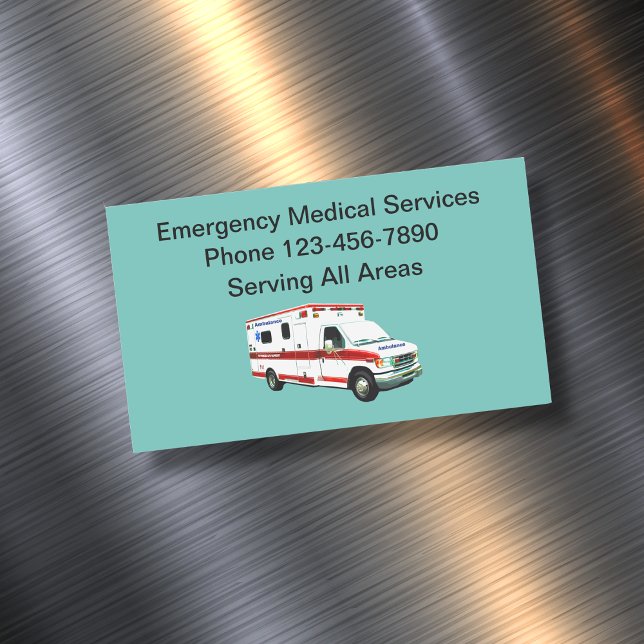 Emergency Medical Services Ambulance Theme Business Card Magnet (Creator Uploaded)