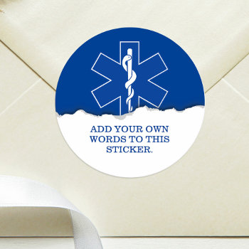 Emergency Medical Services Custom Classic Round Sticker by colorjungle at Zazzle