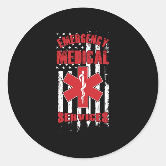 Emergency Medical Services EMS EmT Paramedic Caduc Classic Round Sticker (Front)