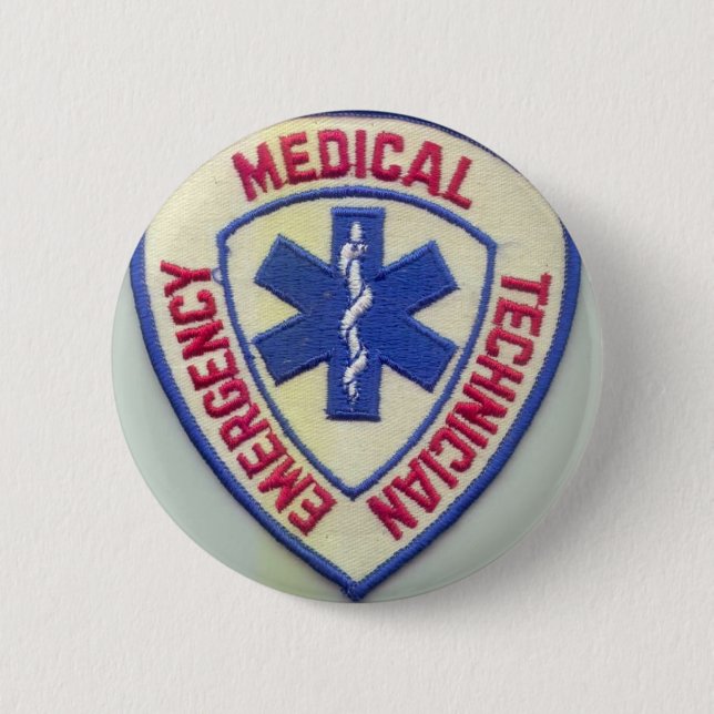 EMERGENCY MEDICAL TECHNICIAN EMT PINBACK BUTTON (Front)