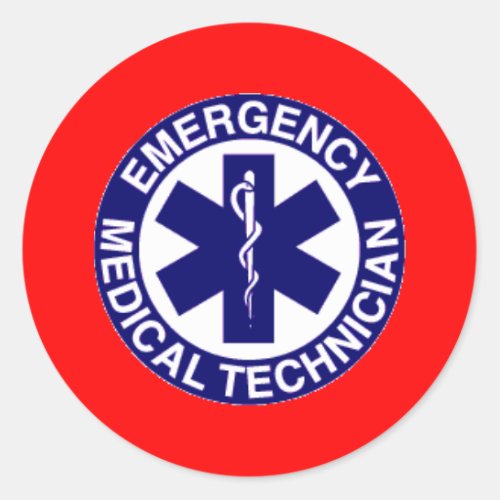 EMERGENCY MEDICAL TECHNICIANS EMT CLASSIC ROUND STICKER