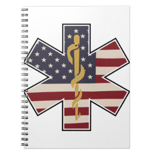Emergency Medical Worker Tribute Usa Flag -EMS EMT Notebook