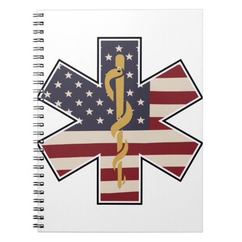 Emergency Medical Worker Tribute Usa Flag _EMS EMT Notebook